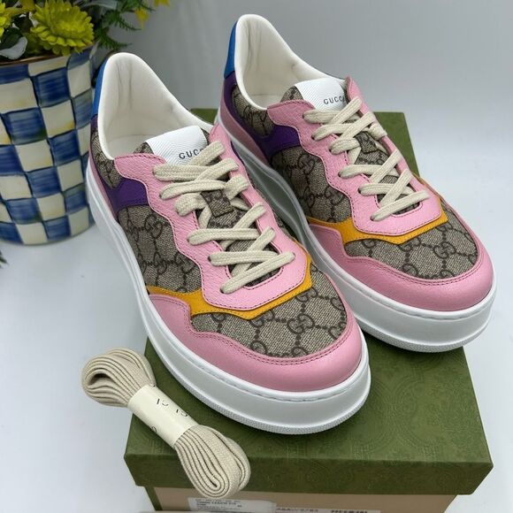 Women’s Gucci, chunky GG Supreme leather sneakers size 40 made in Italy - Picture 1 of 10